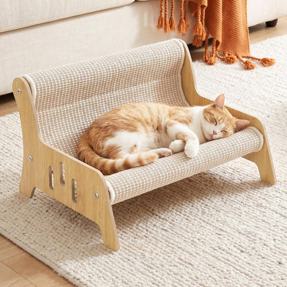 Sisal Cat Scratcher Sofa, Durable Frame Cat Couch Scratcher for Indoor Cats, Mess-Free No Shedding Cat Scratcher Bed, Multi-Functional Lounge for Scratching & Playing, Easy Assembly Furniture1