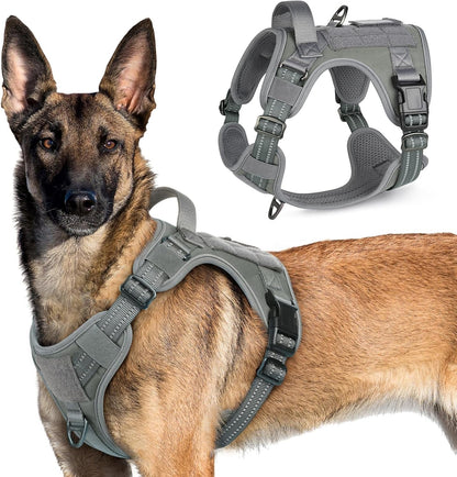 Rabbitgoo Tactical Dog Harness for Large, No Pull Military Service Vest | Molle & Handle, Heavy Duty, Adjustable, Reflective Straps, Easy Control for Training Walking, Black, Large74