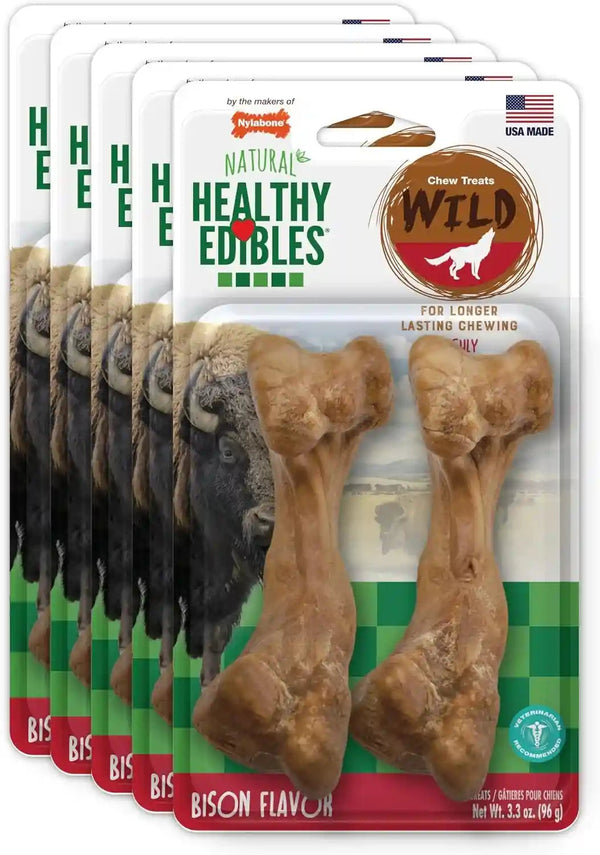 Nylabone Healthy Edibles WILD Natural Dog Bones Long Lasting, Bison Flavor Bone Dog Treats, Medium (2 Count) | Natural Dog Chew Bones, Made in USA, Highly Digestible Dog Chews, Long Lasting Chews for Medium Dogs up to 35 Lbs12