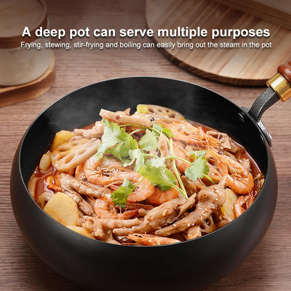 Carbon Steel Wok Pan, 9.4 INCH Nonstick Pre-Seasoned Woks & Stir-Fry Pans with Lid, No Chemical Coating Wok Flat Bottom Small Handmade Chinese Wok for Induction, Gas, Electric & All Stoves8