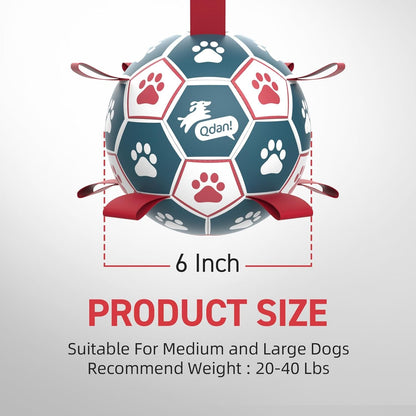 QDAN Dog Balls, 6 Inch Dog Soccer Ball with Straps, Herding Balls for Dogs | Outdoor Dog Toys Balls for 20-40 Lb Dogs, Puppy Ball to Keep Them Busy, Dog Pool Water Play Toy, Puppy Birthday Gifts9