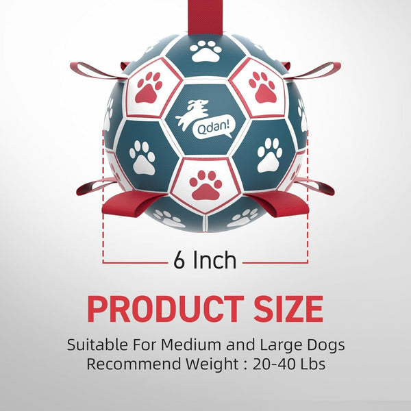QDAN Dog Balls, 6 Inch Dog Soccer Ball with Straps, Herding Balls for Dogs | Outdoor Dog Toys Balls for 20-40 Lb Dogs, Puppy Ball to Keep Them Busy, Dog Pool Water Play Toy, Puppy Birthday Gifts9