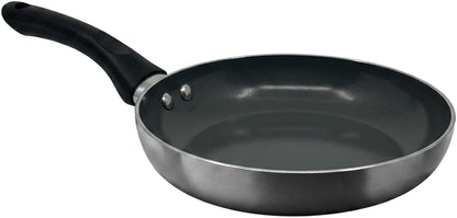 20-Piece Ceramic Metallic Cookware Set, Nonstick - Platinum | 20-Piece Cookware Set with Ceramic Nonstick Interiors, Glass Lids, Utensils, Strainer, Pads, and Griddle Pan.5