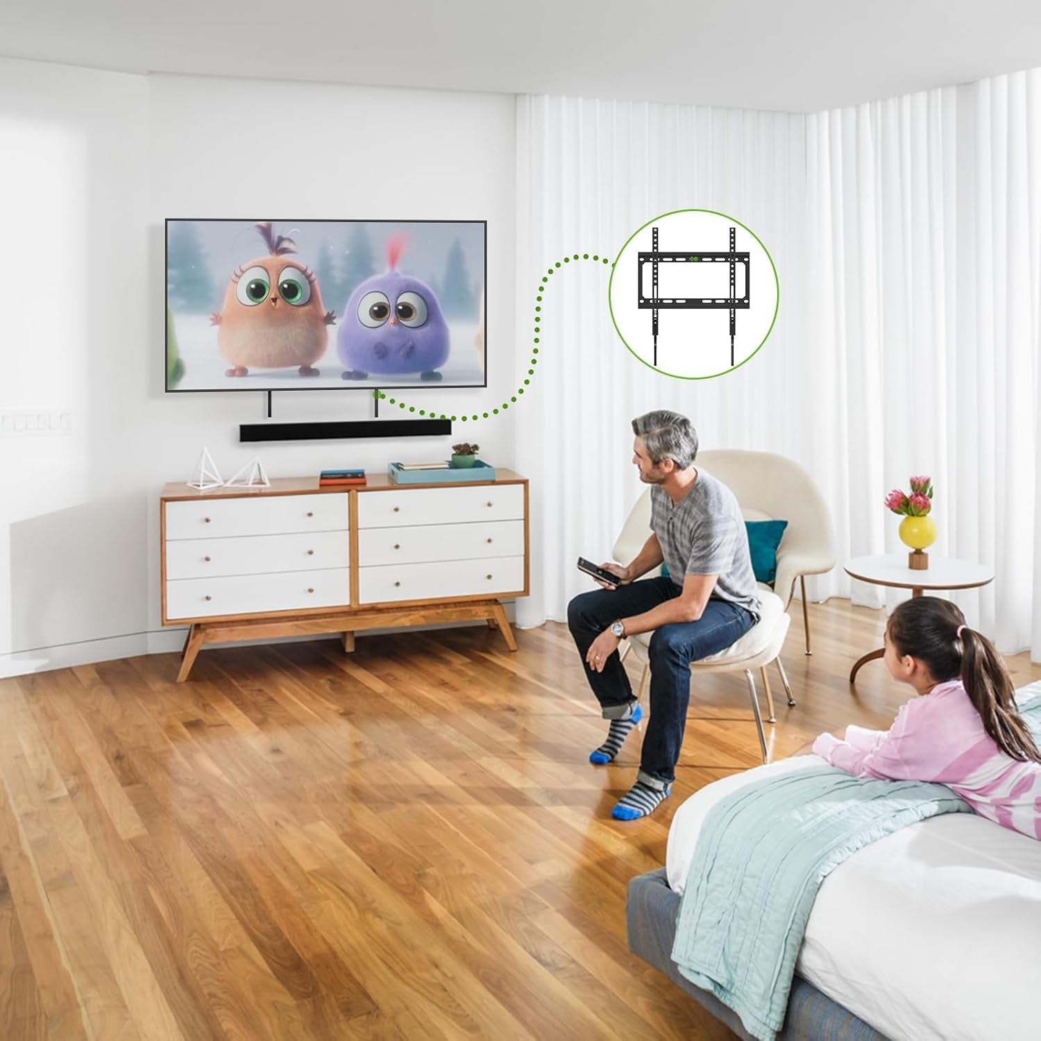 fixed-tv-wall-mount-with-low-profile-for-most-26-55-inch-led-lcd-and-flat-screen-tvs-tv-mount-bracket-with-vesa-up-to-400x400mm-and-weight-capacity-99lbs-and-space-saving-tv-bracket