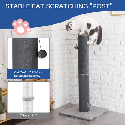 Cat Craft Cat Scratching Post Carpet Scratching Post 41" for Indoor Cats, Tall Cat Scratch Post, Carpet Cat Scratcher with Replaceable Toys, Sturdy Base, Large, Gray | 41In Tall Short Plush Scratch Post, Stable Base, Interchangeable Play Toys, for Indoor Cats to Avoid Furniture Scratching2