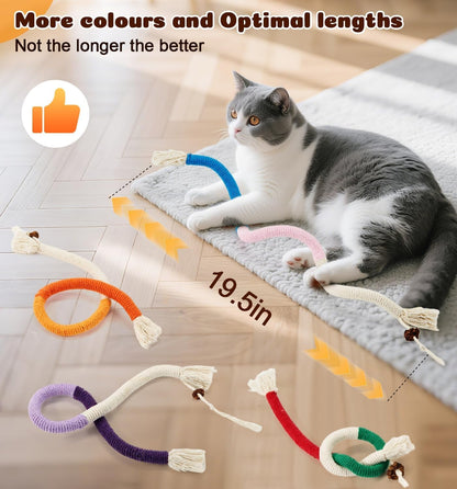 Cat Chew Ropes 4Pcs, Safe Cat Chew Toys for Indoor Cats with Catnip | with Gall Fruit,Safe Teeth Cleaning Chew Toys,Interactive Kitten Nip Toys for All Breeds,19.5 Inches,Boredom Buster6