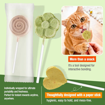 Freeze Dried Cat Treats, Cat Lollipop Treats Cat Grass Treats, Chicken Lollipops, High-Protein Nutrient Snacks - Interactive Cat Toy & Food Toppers (21Pcs)6