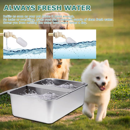 6 Gal Automatic Dog Water Bowl Dispenser Stainless Steel Dog Waterer for Large Breed Dogs, Outdoor Extra Large Bowl for Cats Pets Livestock Chicken5