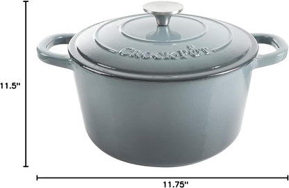 Crock Pot Artisan 5-Quart round Enameled Cast Iron Dutch Oven – Slate Gray, Heavy-Duty Cookware for Slow Cooking, Roasting, Baking with Lid9