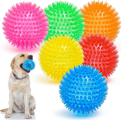 VITEVER 3.5” Squeaky Dog Toy Balls (6 Colors) Puppy Chew Toys for Teething, BPA Free Non-Toxic, Spikey Dog Balls for Medium, Large & Small Dogs, Durable Toys for Aggressive Chewers1