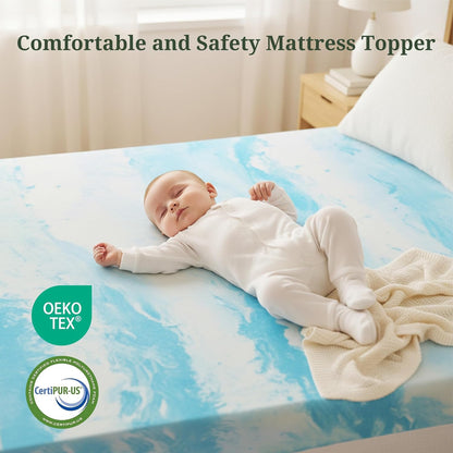 3 Inch Full Mattress Topper, Ventilated Gel Memory Foam Mattress Bed Pad | Pressure Relief | Body Support Mattress Bed Topper | Certipur-Us Certified | Blue4