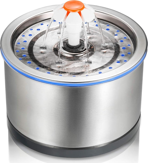 Ipettie Cat Water Fountain Stainless Steel, 84Oz/2.5L, 4-Stage Filtration | Ultra Quiet Metal Cat Water Fountain with LED Light & Filter for Pet, Kitty & Dog1