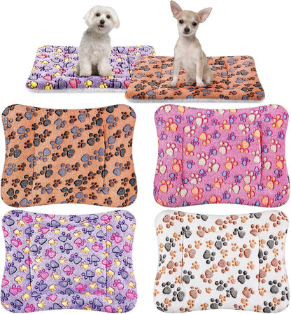 Tuanse 4 Pack Ultra Soft Dog Cat Bed Mat Small Animal Guinea Pig Bed with Cute Print Reversible Fleece Dog Crate Kennel Pad Cozy Washable Thickened Hamster Pet Beds Mat(13 X 19 Inches,Light Gray)22