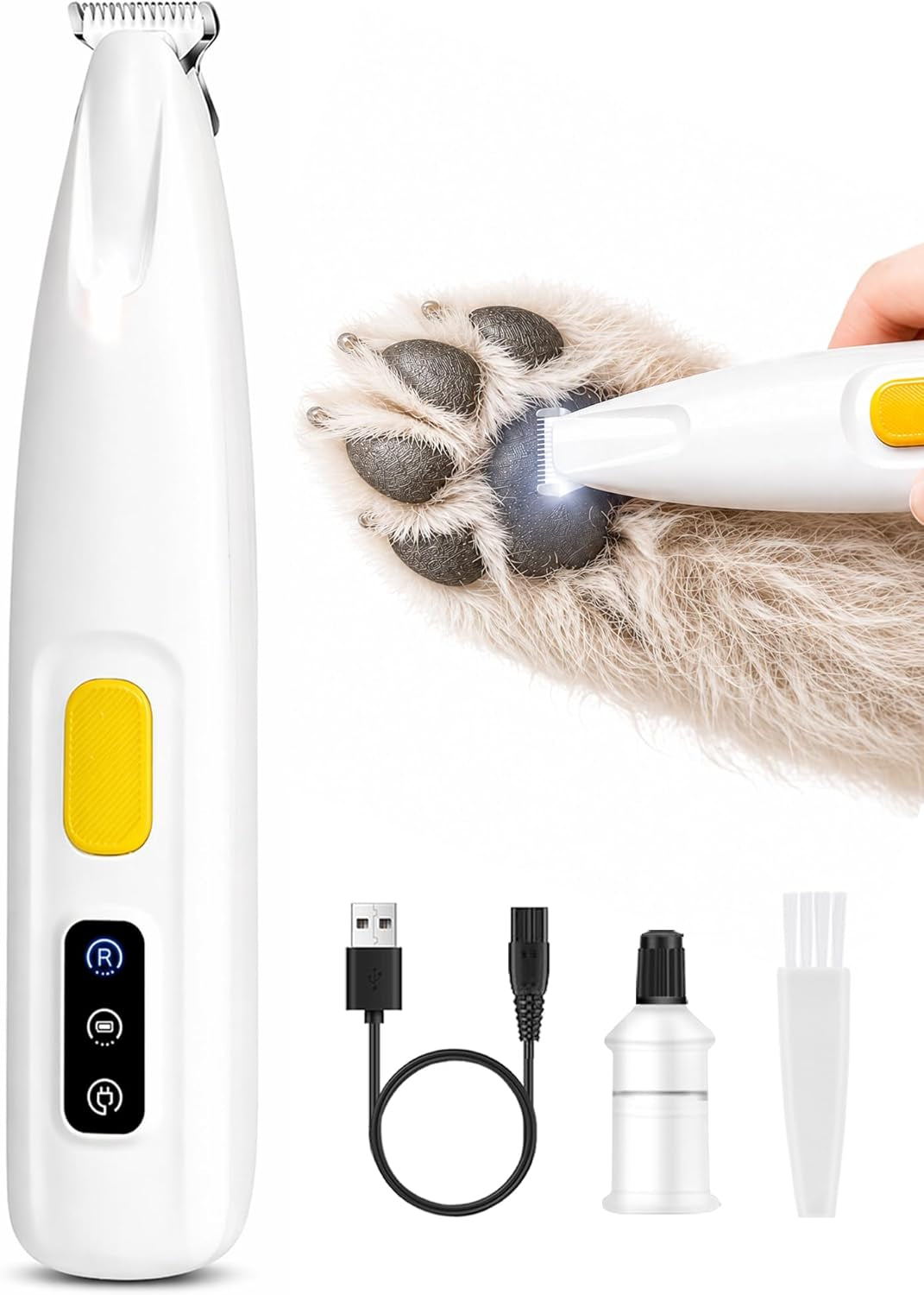 furbona-dog-paw-trimmer-18mm-quiet-dog-hair-trimmer-with-led-light-18mm-wide-blade-for-paws-face-ears-and-rump-led-light-35db-quiet-pet-grooming-ipx4-water-resistant-usb-rechargeable