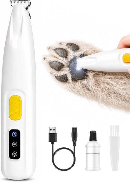 FURBONA Dog Paw Trimmer, 18Mm Quiet Dog Hair Trimmer with LED Light | 18Mm Wide Blade for Paws, Face, Ears and Rump, LED Light, 35Db Quiet Pet Grooming, IPX4 Water-Resistant, USB Rechargeable1