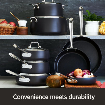 All-Clad E1002S63 HA1 Hard Anodized Nonstick Fry Pan Cookware Set, 10 Inch and 12 Inch Fry Pan, 2 Piece, Grey | Versatile Frying Pans Set with Glass Lids, Scratch-Resistant Exterior, Dishwasher Safe, Oven Safe up to 500°F2