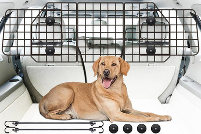 Gtongoko Dog Car Barrier for SUV, Heavy Duty Steel Wire Mesh Pet Divider for Vehicles Adjustable Universal Fit Dog Travel Barrier for Cars Trucks & Suvs, Cargo Area Safety Gate with Elastic Ropes1