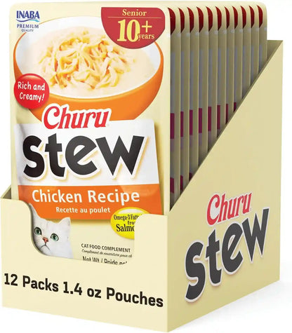 INABA Churu Stew for Cats, Creamy Purée Side Dish Pouch, 1.05 Oz Pouches, 15 Pouches Total, Chicken Variety19