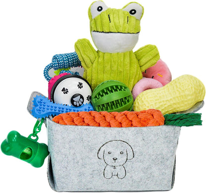 MRSOHRET 20Pcs Puppy Chew Toys for Teething, Dog Chew Toys with Rope Toy, Pet Dog Toothbrush, Treat Balls, Plush Toys and Squeaky Toys for Small Medium Dogs with Basket to Keep Them Busy9