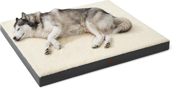 Bedsure Washable Dog Beds Large Sized Dog with Comfy Sherpa, 36X27In Grey | Orthopedic Egg Crate Foam,Comfort Support Flat Rectangle Pet Mat,Non-Slip Bottom,Removable Cover,For Large Breed up to 55 Lbs31