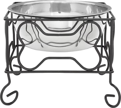 YML Wrought Iron Stand with Stainless Steel Dog Bowl, Large6