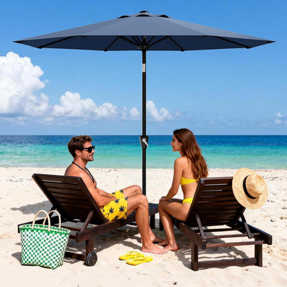 9FT Umbrella Outdoor Patio, Table Umbrella with Push Button Tilt and Crank, 8 Sturdy Ribs Waterproof UV Protection for Garden, Pool, Backyard, Market | Table Umbrella Waterproof UV Protection for Garden, Pool, Deck, Backyard, Market (Navy)4