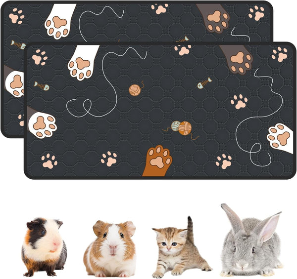 2-Pack Guinea Pig Cage Liner, 24" X 47" Reusable Guinea Pig Bedding Washable Absorbent Pee Pads for Dogs Rabbit Chinchilla Hamster, Leakproof & anti Slip14
