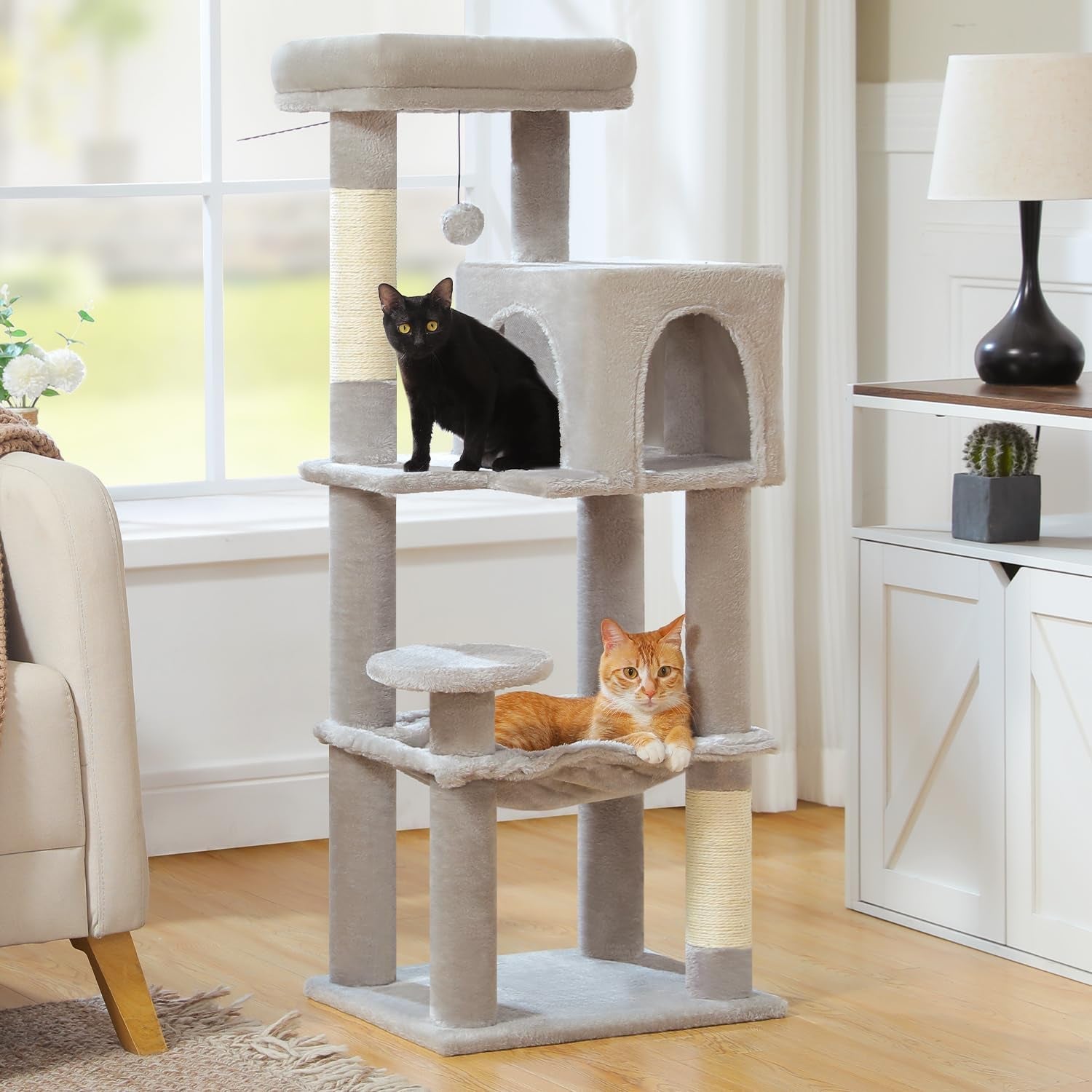 muttros-mushroom-cat-tree-tower-with-removable-scratcher-large-hammock-condo-perch-3-sisal-posts-multi-level-cat-tree-for-indoor-cats-cute-cat-tower-for-small-space-homes