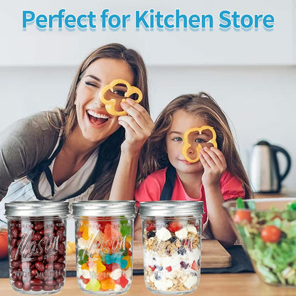 Wide Mouth Mason Jars 16 Oz with Lids 8 Pack, Canning Jars with Metal Airtight Lids and Bands, 16 Oz Glass Jars for Fermenting, Meal Prep, Freezing6