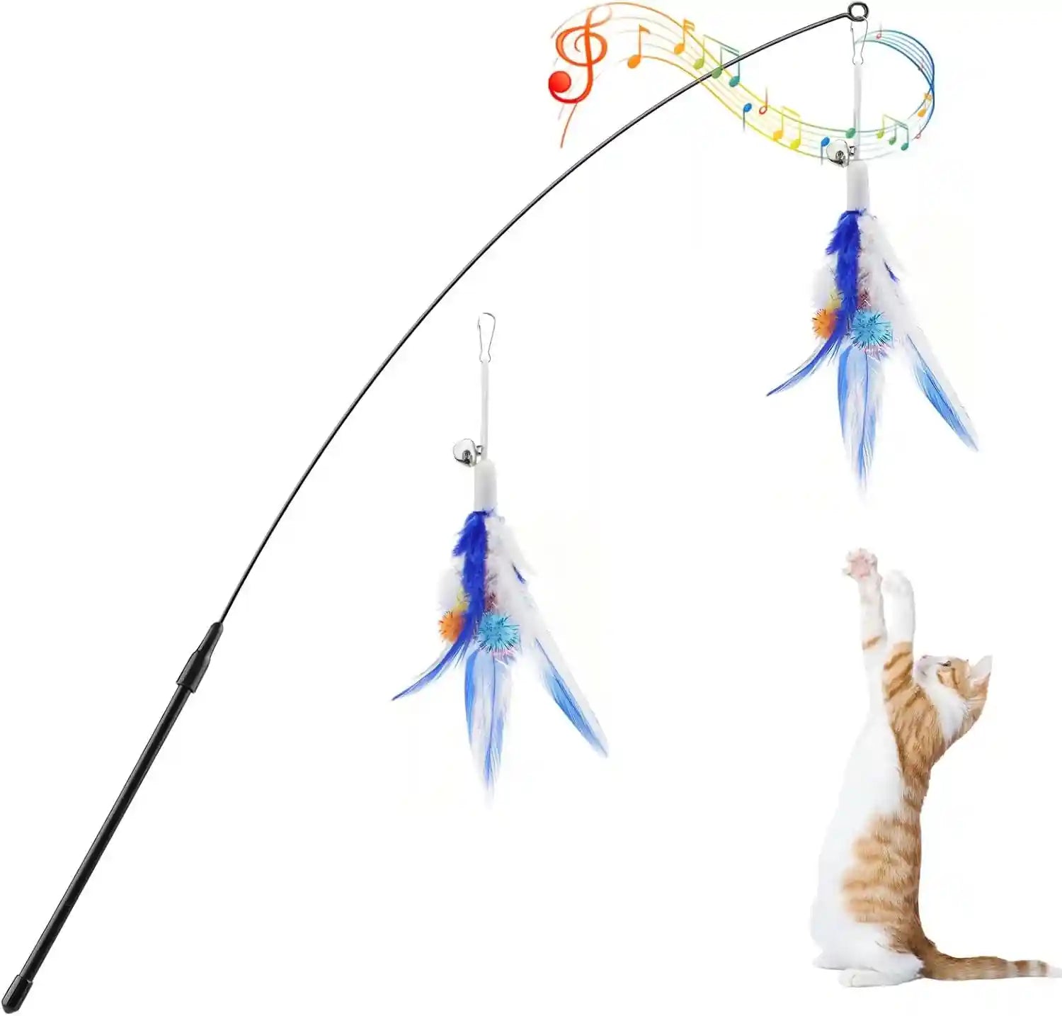 pawaboo-feather-teaser-cat-toy-interactive-wand-with-extra-long-34-5-wand-and-small-bell-fun-exerciser-playing-toy-for-kittens-or-cats-brown-feather