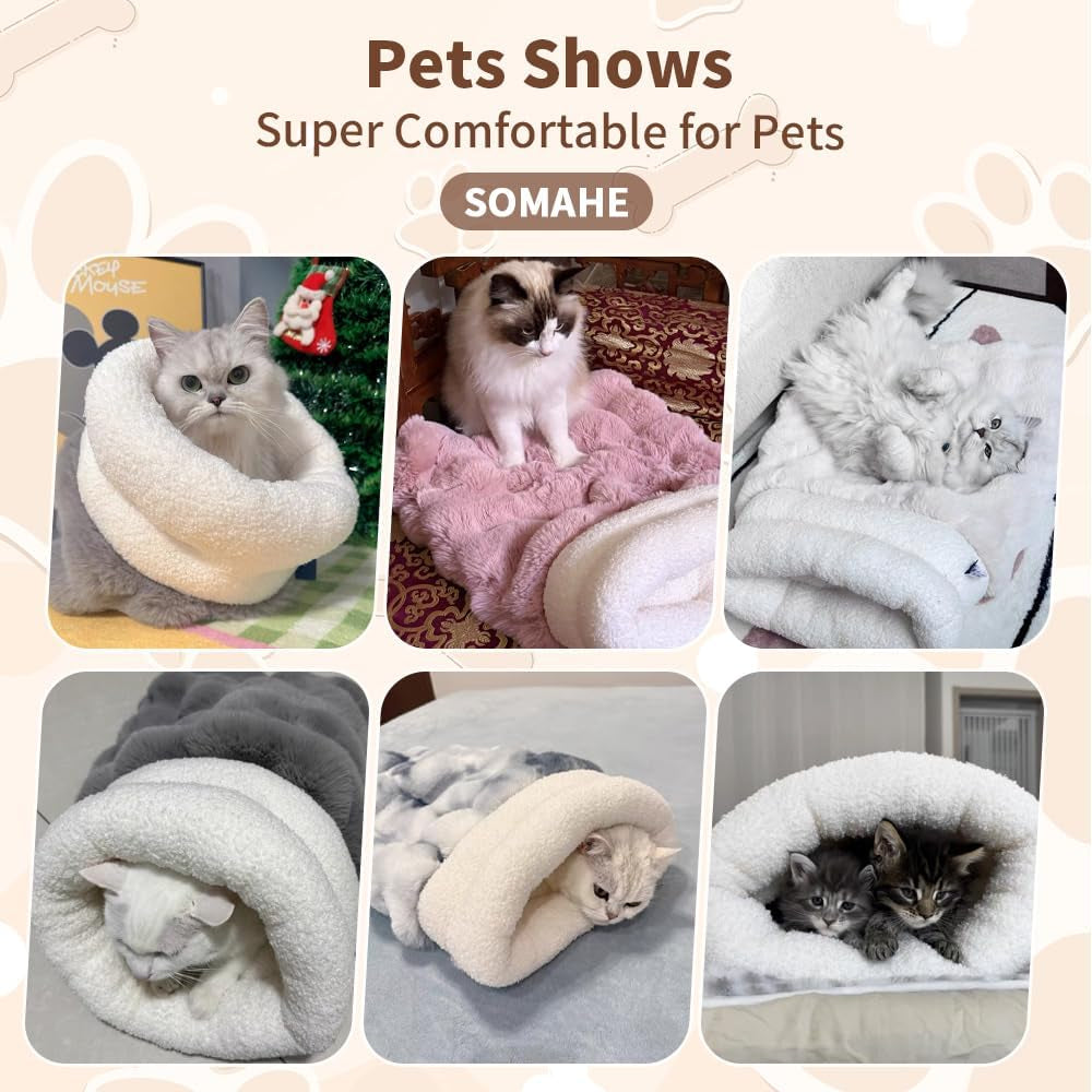 somahe-cat-sleeping-bag-for-indoor-cats-faux-fur-pet-cave-bed-burrow-nest-reversible-plush-snuggle-sack-portable-foldable-mat-machine-washable-anti-static-21-7x17-7grey