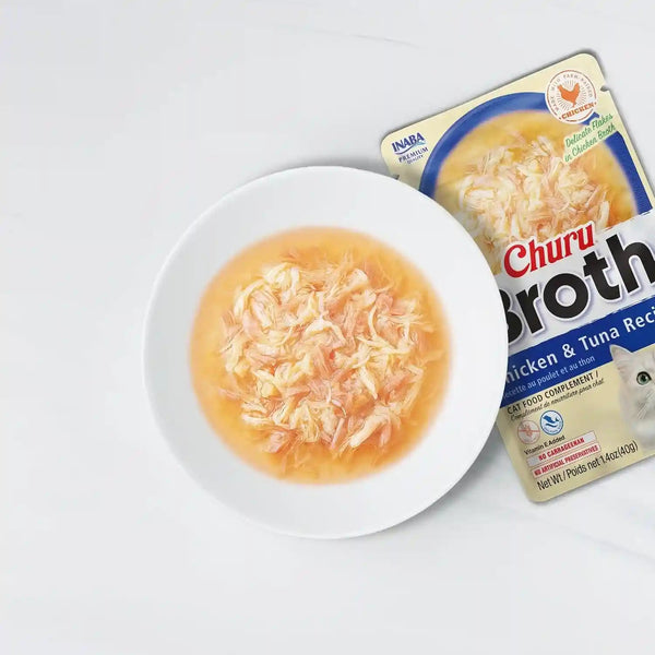 INABA Churu Broth for Cats, Side Dish Pouch, 1.4 Ounces per Pouch, 24 Pouches, Chicken & Seafood Variety2