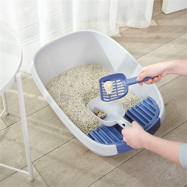 Open Cat Litter Box Large Litter Pan for Cats High Sided Kitten Litter Box with Cat Litter Scoop Removable Pedal Type Cat Toilet Pet Supplies Easy to Clean5