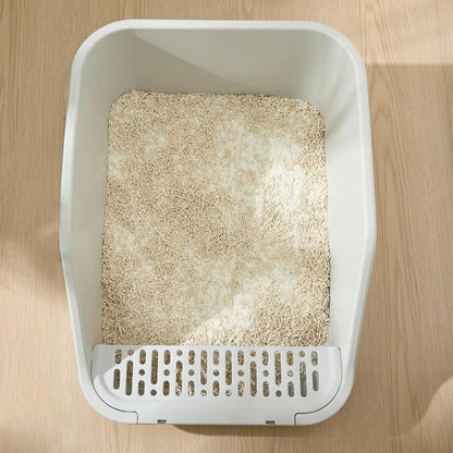 Spacetime Large Cat Litter Box with High Sides,Cat Boxes for Indoor Cats,Cat Litter Pan for Kitty,Litter Box with Low Entry,Easy to Clean,Anti-Splashing(Grey)9