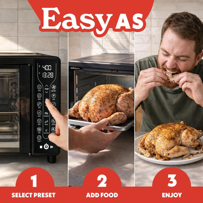French Door Air Fryer Toaster Oven – 6-Slice Capacity, Fryforce 360°, Digital Display with 17 Cooking Presets, Black10