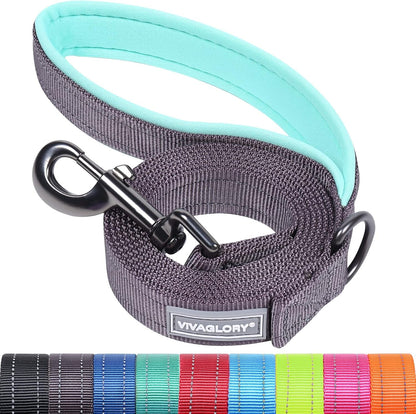 VIVAGLORY Dog Leash Puppy Leash for Collar, 3Ft X 1In, Black | with Soft Padded Handle for Training & Walking, Heavy Duty & Double Layer Nylon Pet Puppy30