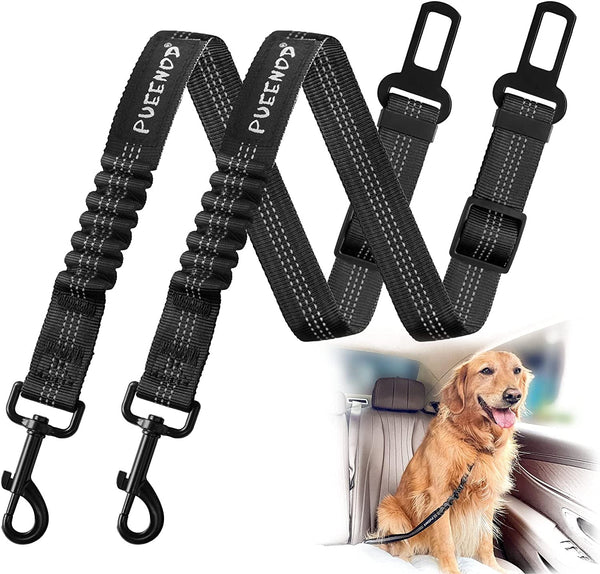 2 Pack Dog Seat Belt Adjustable Dog Car Seatbelts for Vehicle Nylon Pet Safety Seat Belt with Elastic Bungee Buffer Reflective & Durable Car Harness for Dogs1