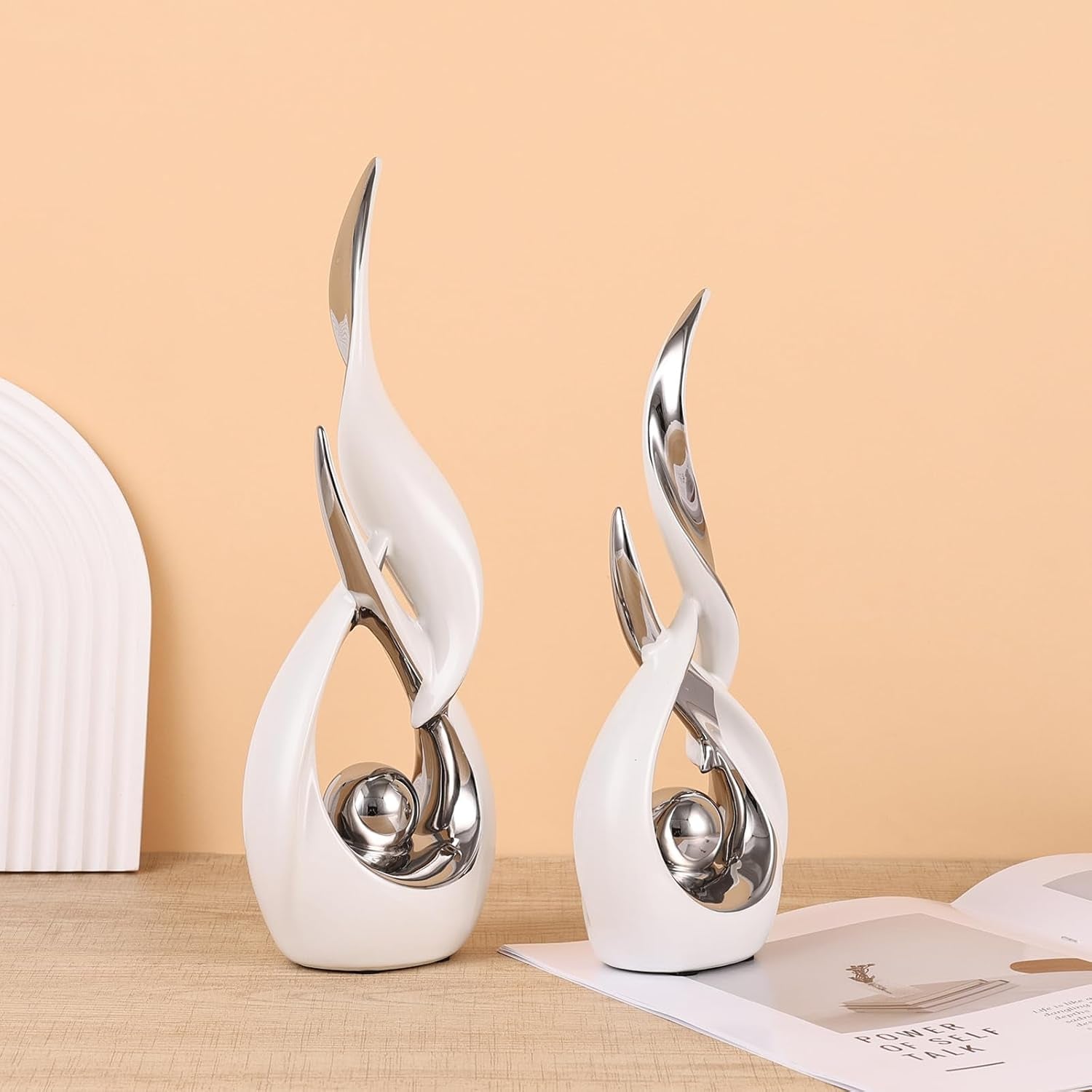 2-pcs-white-silver-ceramic-statues-for-home-decor-accents-modern-abstract-art-sculptures-elegant-tabletop-decorative-objects-for-dining-room-entryway-tv-stand-mantel-coffee-table-centerpieces
