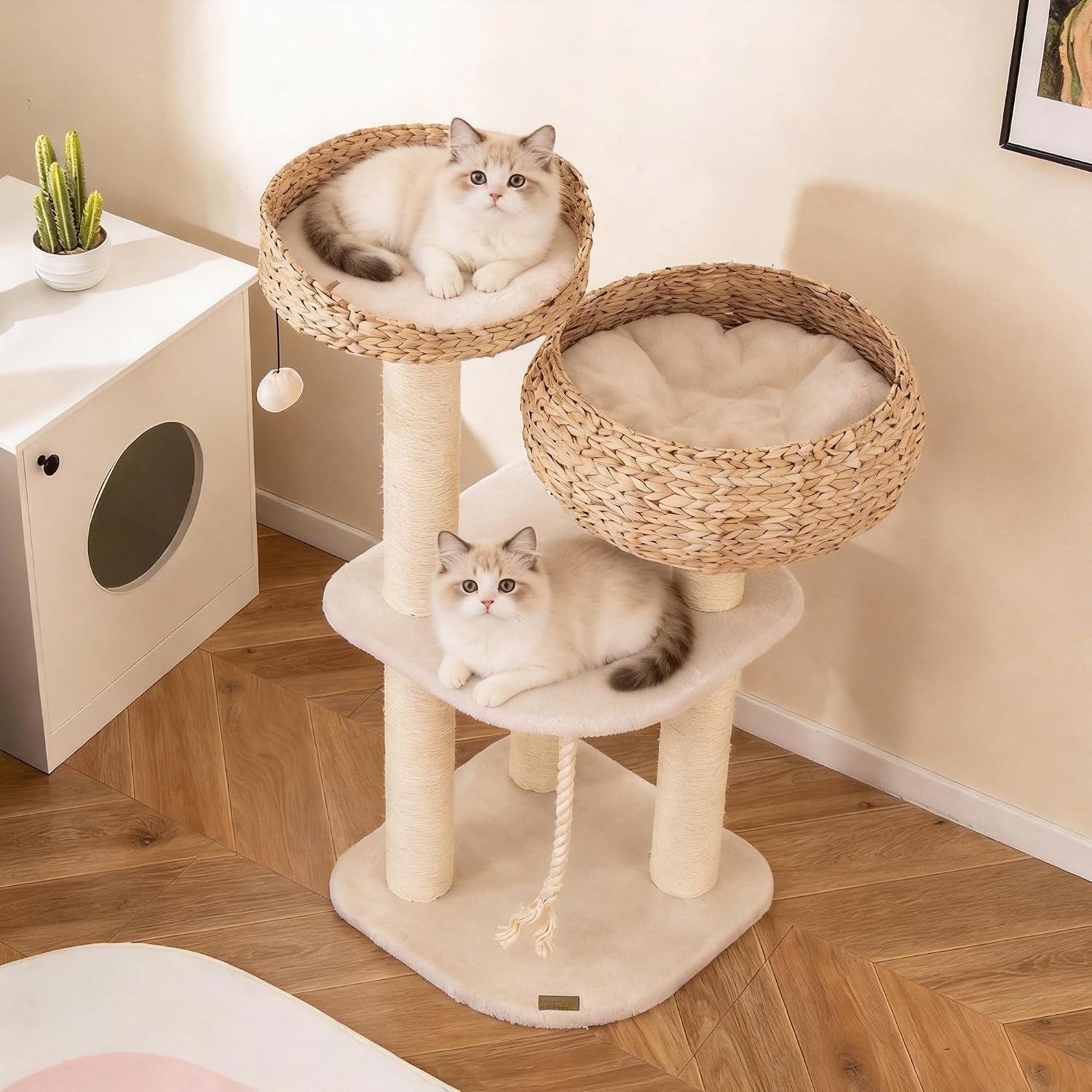 petsite-41-inch-modern-cat-tree-for-indoor-cats-multi-level-cat-tower-with-scratching-posts-hand-made-wicker-cat-condo-top-perch-dangling-ball-sisal-rope-cute-cat-tree-for-indoor-cats