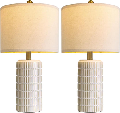20.75" Small Modern Ceramic Table Lamps Set of 2 for Bedroom, White | Bedside Lamps for Nightstands, Farmhouse Home Decor, End Table & Desk Light, Ideal Housewarming New Home Gift for Women Mom9