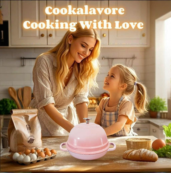 Dutch Oven for Bread Baking,6 Quart Enamel Bread Oven for Sourdough,10.5"Bread Oven with Lid,Bread Pans for Homemade Bread,Pink Thick Enamel Bread Pan-With Silicone Baking Mat&Recipe,Gifts for Family3