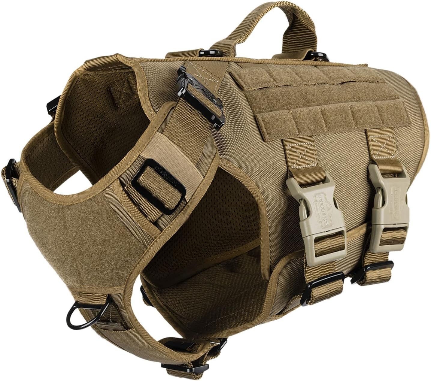 icefang-no-pull-tactical-dog-harness-for-large-dogs-adjustable-dog-vest-control-handle-molle-panel-front-hook-3-leash-clips-soft-padded-for-walking-training-pink-large