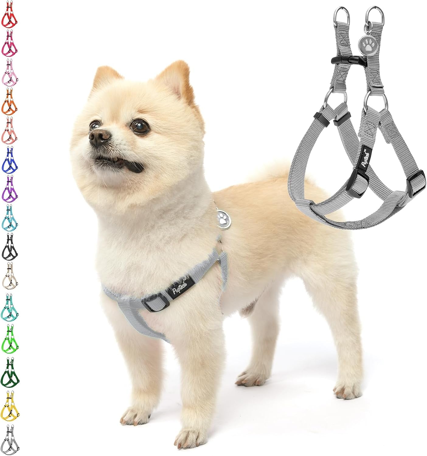 pupteck-no-pull-dog-harness-soft-adjustable-basic-nylon-step-in-puppy-vest-outdoor-walking-with-id-tag