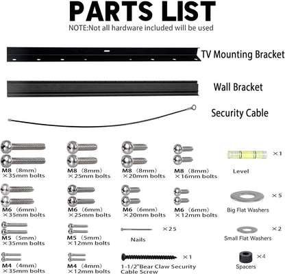 No Stud TV Wall Mount, Drywall Studless TV Hanger No Damage, No Drill, Non Screws, Dry Wall Flat Screen Tvs Easy Install Bar Bracket Fits VESA 12-55 Inch Tvs up to 99 Lbs, Include Hardware Levels6
