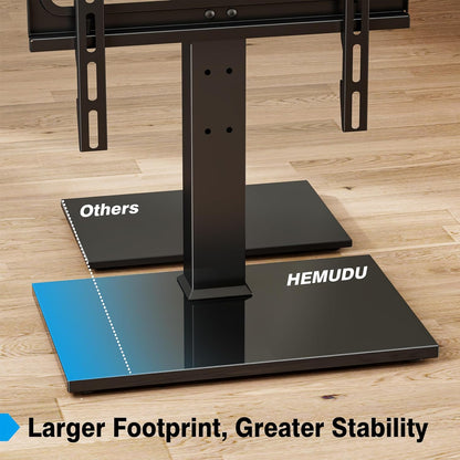 Universal TV Stand - Table Top TV Stand for 27-60 Inch LCD LED Tvs - 9 Level Height Adjustable TV Base Stand with Tempered Glass Base & Wire Management, VESA 400X400Mm5