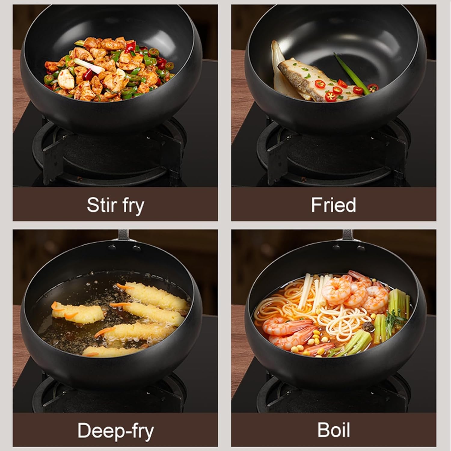 carbon-steel-wok-pan-9-4-inch-nonstick-pre-seasoned-woks-stir-fry-pans-with-lid-no-chemical-coating-wok-flat-bottom-small-handmade-chinese-wok-for-induction-gas-electric-all-stoves
