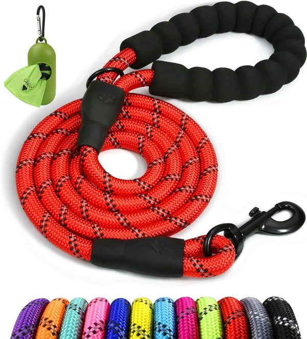 Taglory Rope Dog Leash for Medium Large Dogs, 6 FT Padded Handle, Black | Climbing Rope for Strong Pullers, Reflective for Night Walks and Training, Comfortable Grip, Anti-Tangle Swivel Clip 1/2 Inch10