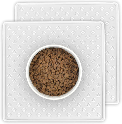 Ptlom Pet Placemat for Dog and Cat, Mat for Prevent Food and Water Overflow, Suitable for Small, Medium and Big Pet, 18" 12", Grey, Silicone60