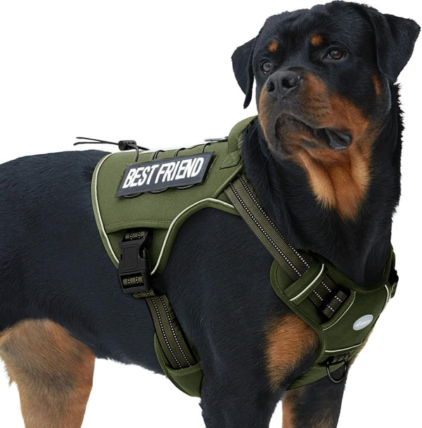 Auroth Tactical Dog Harness for Large Dogs No Pull Adjustable Pet Harness Reflective K9 Working Training Easy Control Pet Vest Military Service Dog Harnesses Army Yellow L51