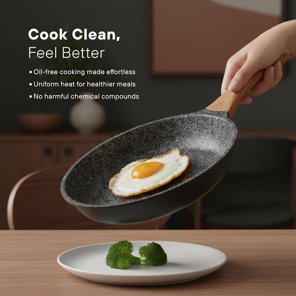 10Pcs Pots and Pans Set Nonstick with Wood Handles, Granite Cookware Set, Frying Pan, Saucepan and 3 Cooking Utensils6